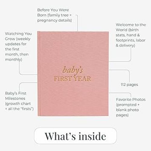 Baby First Year Book - Heirloom Keepsake Baby Memory Book to Record Important Milestones, Favorite Photos & More - Pregnancy Books (Cream,112 Pages)