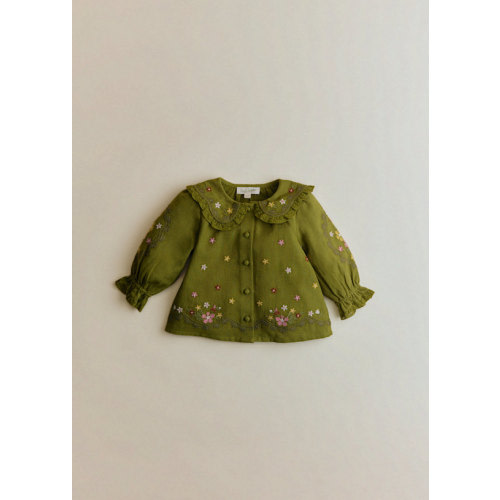 Nahée Shirt - Olive Green Laurette Embroidery