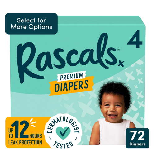 Rascaels Premium Absorbent Baby Diapers Size 4, 72 Count
