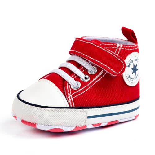 KKIIDDSS Unisex Baby Girls Boys Canvas High-top Shoes, Newborn Infant Anti-Slip Soft Sole Frist Walking Breathable Sneakers