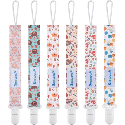 Smlpuame Pacifier Clip for Baby Boys Girl,6 Pack Stylish Binky Clips Strap,Paci Holder with Clips Universal Lightweight Fits Most Pacifiers Teeher toy Teething Ring Soothie,Baby Gifts(Animal)