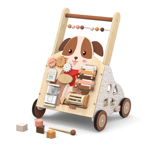 Wooden Baby Walker, Baby Push Walker, Activity Walker, for Babies 12 Months Learning to Walk, Montessori Walker Toy, Activity Center, Wooden Baby Toys