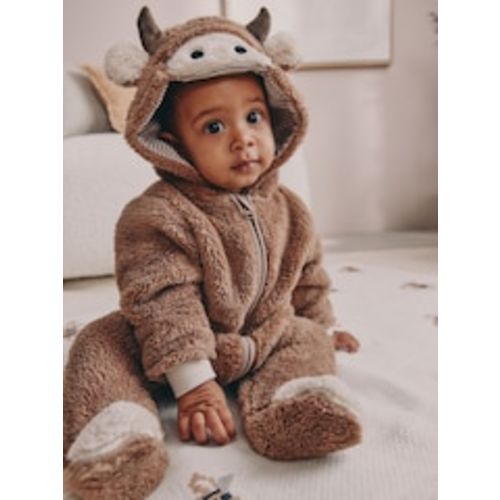 Buy Brown Hamish Hooded Baby Fleece Pramsuit (0-3) from Next USA
