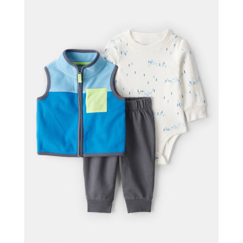 Baby Boy 3-Piece Fleece Vest Outfit Set - Blue - Carter's | Carter's