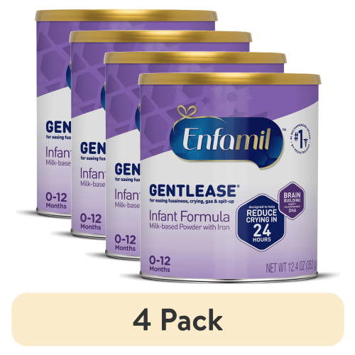 (4 pack) Enfamil Gentlease Baby Formula, for easing Fussiness, Gas, Crying and Spit-up, 12.4 oz Can