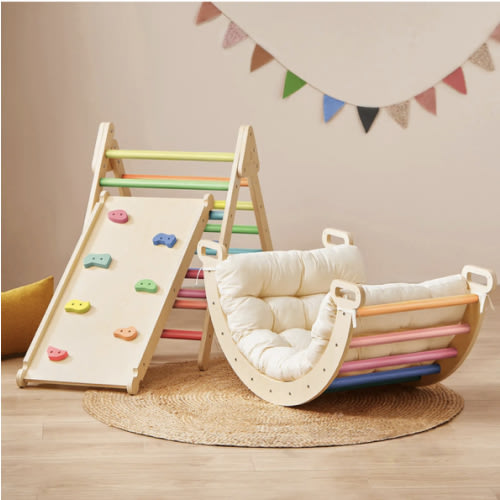 Tiny Land® 7-in-1 Rainbow Climbing Set with Play Pad