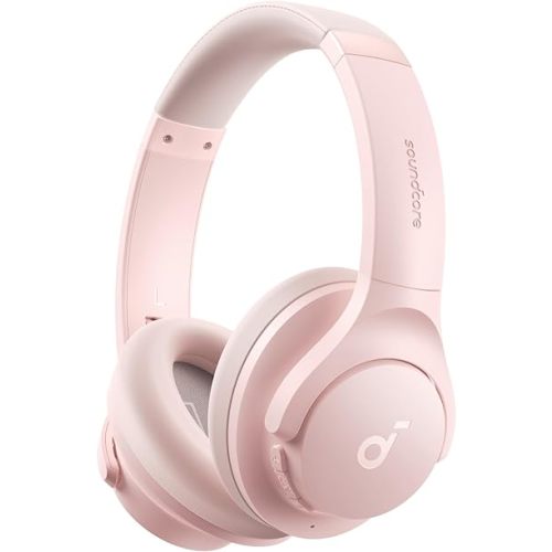 Soundcore by Anker Q20i Hybrid Active Noise Cancelling Headphones, Wireless Over-Ear Bluetooth, 40H Long ANC Playtime, Hi-Res Audio, Big Bass, Customize via an App, Transparency Mode (Pink)