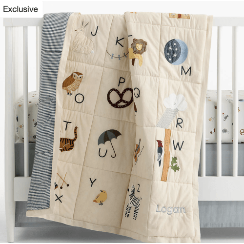 Cozy ABC's 100% Organic Cotton Baby Crib Quilt