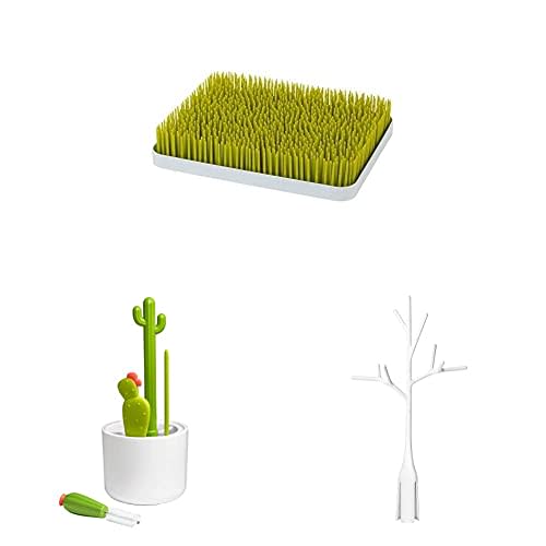 Boon Baby Bottle Drying Rack Bundle - Countertop Rack, Cleaning Brushes, and Drying Rack Accessory