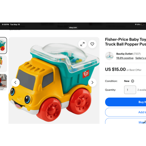 Fisher-Price Baby Toy Poppity Pop Dump Truck Ball Popper Push-Along Vehicle