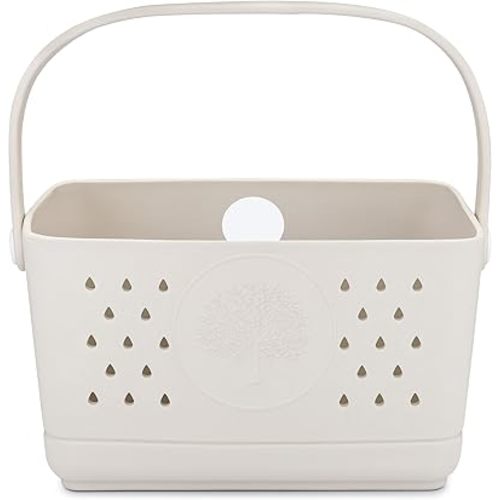 Parker Baby Large Bath Caddy | BPA Free & Food Grade Shower Caddy Organizer for Toys & Supplies | Quick-Dry, Sturdy & Perfect Size Shower Basket w/Handle in Neutral Colors