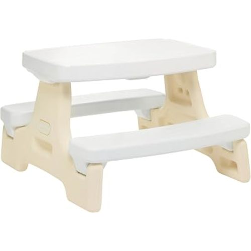 Little Tikes Cloud Collection Easy Store Jr. Play Table – White, Foldable Toddler Picnic Table and Chair Set, Indoor/Outdoor Activity Table for Kids, Boys and Girls Ages 18 Months to 5 Years