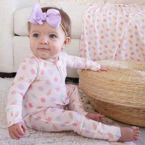 Saltwater Shells Bamboo Waffle Convertible Zip Romper