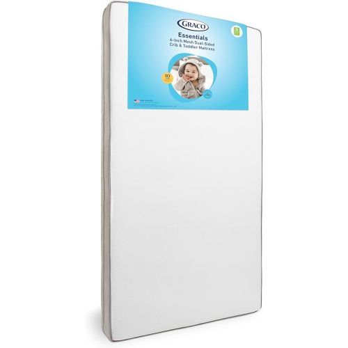 Graco Essentials 6-Inch Mesh Crib & Toddler Mattress — GREENGUARD Gold Certified Mattress for Baby Cribs & Toddler Beds with Soft Mesh, Machine-Washable, Water-Resistant Cover, Made in The USA