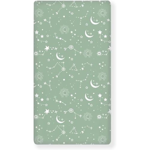 Stars Baby Crib Sheets for Boys Girls Moon Fitted Crib Sheet for Standard Crib and Toddler Mattress Green Baby Mattress Sheets Toddler Bed Sheet 52x28x8 in