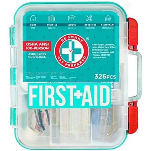 Be Smart Get Prepared First Aid Kit, Red, 326 Piece Set, 1 Count