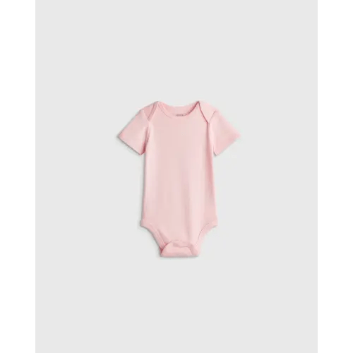 6-9 Months: 100% Organic Cotton Short Sleeve Bodysuit - Baby in Baby Pink