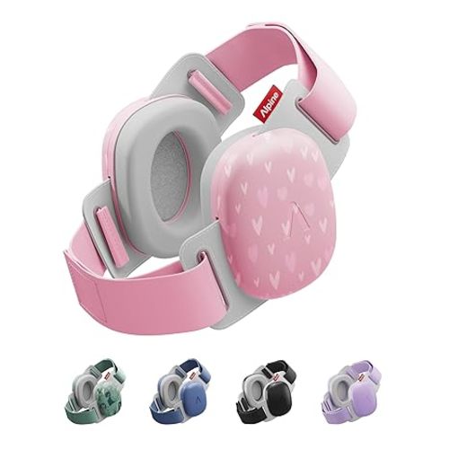 Alpine Muffy Baby Comfort - Protects Hearing for Babies and Toddlers - CE & ANSI Certified - Headband for Safe fit & Comfort - Adjustable for Ages 3-48 Months - 24dB Sound Reduction, Pink