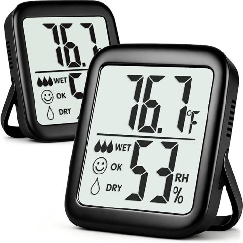 Antonki 2 Pack Room Thermometer for Home, Hygrometer Indoor Humidity Meter Gauge, Digital Temperature and Humidity Sensor Monitor for House, Terrarium, Incubator, Greenhouse - Battery Included