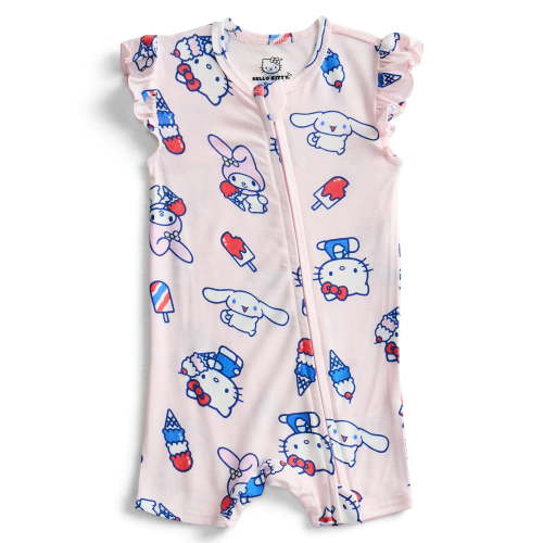 Hello Kitty Baby Girls Cozy and Comfortable Americana Shortie Romper, Sizes NB-24M
