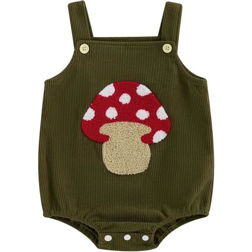 Infant Boy Girl Ladybug Romper Spring Baby Clothes Embroidery Bee Corduroy Bodysuit Animal Print Sleeveless Overalls