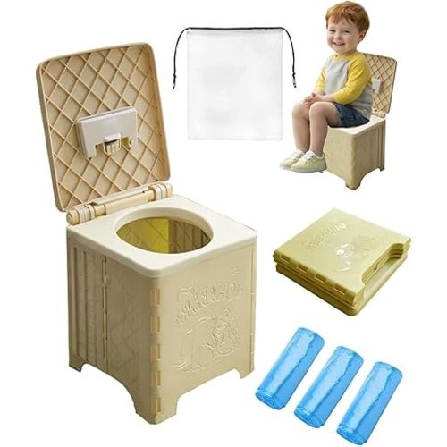 SunnySmile Portable Toddler Potty,Car Potty for Toddler,Travel Toilet,with Travel Bag and 45 Liners,for Toddler Travel, Camping, Foldable, Indoor/Outdoor Use