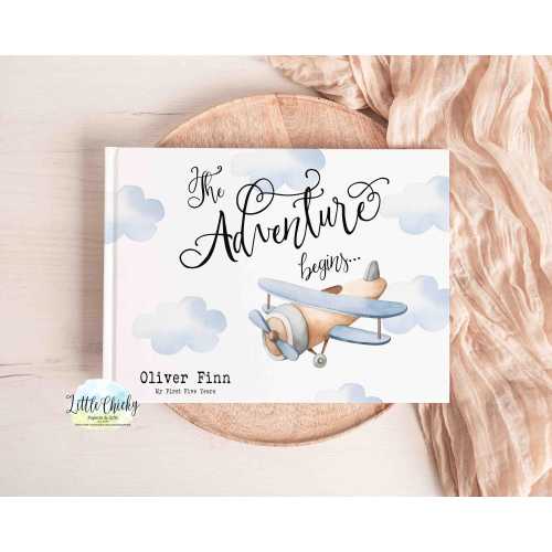 Airplane Baby Keepsake Journal, Airplane Baby Book, Milestone Stickers, First Five Years, Baby Book, Baby Shower Gift, New Baby Book
