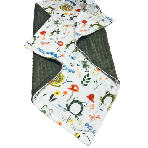 Personalized Frog Toadstool Baby Blanket, Custom Minky Blanket