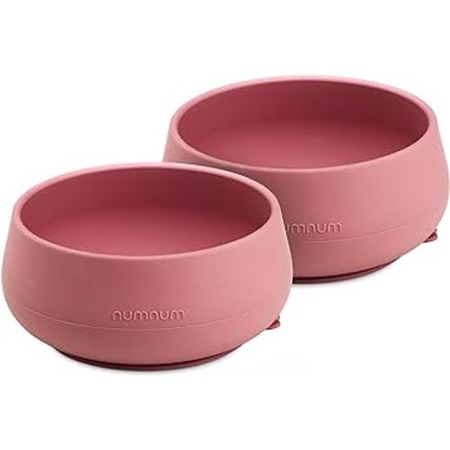 NumNum Suction Bowls | Extra Strong Suction | Non-Slip Design | Durable 100% Food Grade Silicone BPA-Free | for Babies & Toddlers 4 months+, 2 Baby Bowls (Mauve)