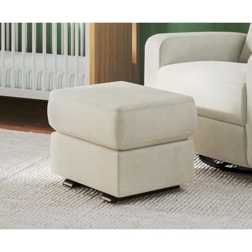 Nurture& Gliding Ottoman - Premium Ottoman Footrest for Nursery or Living Room, Features Premium, Stain-Resistant Performance Fabric in a Sleek, Smooth Glide Design. (Ivory)