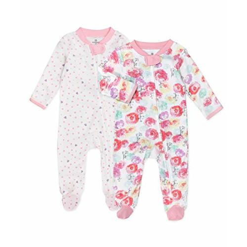 HonestBaby Baby Girls' Sleep N' Play One-Piece Zip-Front Footed Pajamas