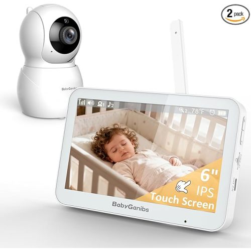 Baby Monitor with Camera and Audio - 6'' IPS Touch Screen with Photo & Video Recording, Night Vision Baby Monitor No WiFi, Time Display, 2-Way Talk, 8 Lullabies, 1000ft