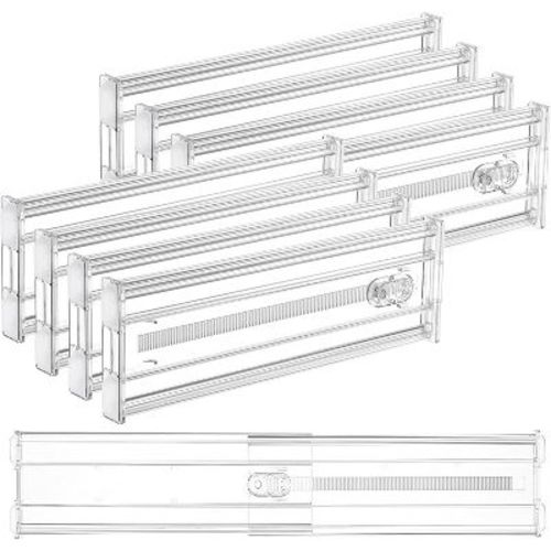 Vtopmart 8 Pack 4" Clear Plastic Regular Upgrade Drawer Dividers, for Clothes, Dresser, Baby Clothing, Underwear, Cosmetic, Toiletries