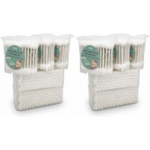 400pcs CGR Baby Safety Cotton Swabs with Large Tips for Newborn Babies Kids (Pack of 2)