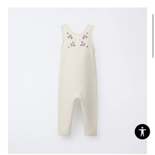 LONG KNIT OVERALLS WITH CROSS-STITCH DETAILS - Ecru | ZARA United States