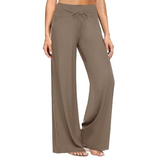 ZOOSIXX Soft Black Pajama Pants for Women, Wide Leg Pants Woman Flowy Comfy Casual Lounge Yoga Capri Pants 22”/ 30”