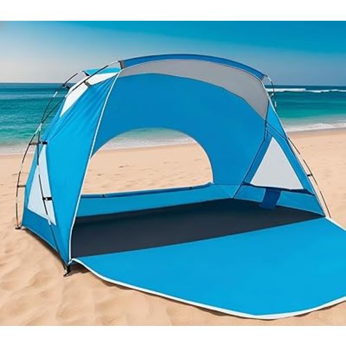 Beach Tent, Portable Sun Shelter for 2/3/4/6-8 Person with UPF 50+ UV Protection, Easy Setup Waterproof Beach Shade Canopy Cabana for Family Outdoor and Picnics, Fishing with Carrying Bag