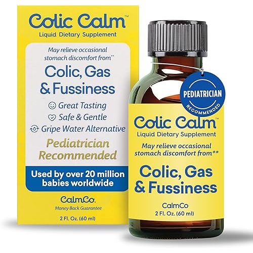 Colic Calm Infant Gripe Water for Colic, Helps Fussiness, Upset Stomach, and Baby Gas Relief, 2 fl oz (Pack of 1)