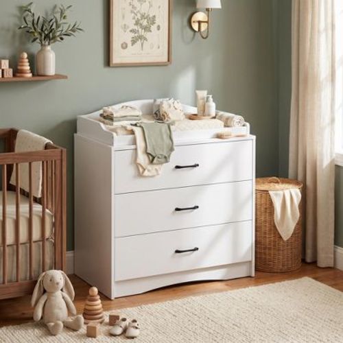 Famapy Changing Table Dresser with 3 - Drawer,Baby Dresser Chest,Multi - Use Storage,Smooth Drawers,Safe Changing Station for Nursery
