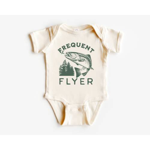 Frequent Flyer Short Sleeve T-Shirt | Fly Fishing, Rainbow Trout Shirt | Gift Idea Dad, Husband, Fathers Day | Baby, Toddler Kid, Adult Size