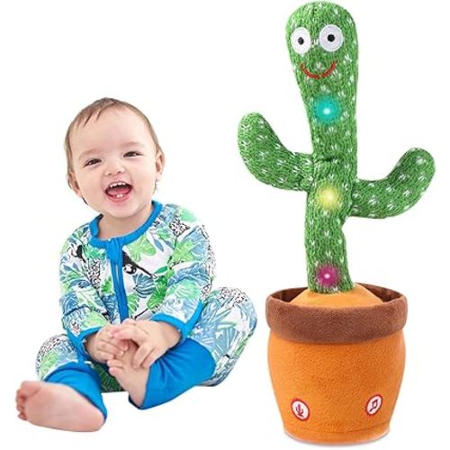 MIAODAM Dancing Cactus, Talking Cactus Baby Toy, Colorful Glowing Repeating Cactus Toy for Baby Toddler, Singing Cactus Toy 120 Pcs Songs Repeats What You Say for Baby Toy Gift Mimicking