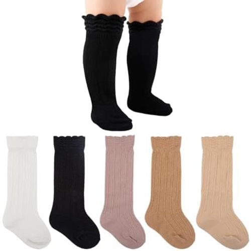 GJHJNSTG Baby Knee High Socks Girls Newborn Toddlers Cotton Long Tube Ruffle Socks Infant Stockings Dress Sock
