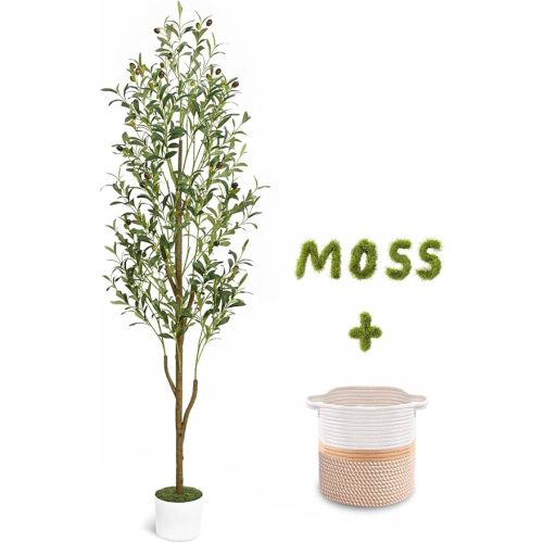 6FT Artificial Olive Tree Indoor Tall Faux with Planter & Basket
