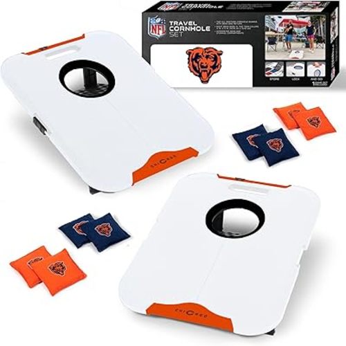 Wild Sports NFL Pro Football All-Weather Cornhole Set - Travel Bean Bag Toss Set Includes 8 Bean Bags