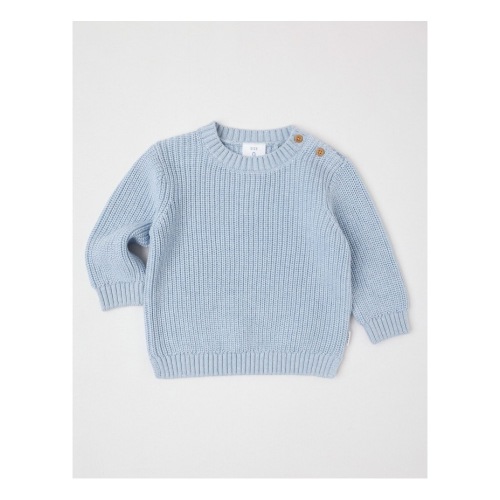 Crew Neck Knit Jumper in Light Blue Marle