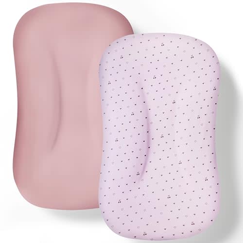 Cpzzkq Baby Lounger Cover 2 Pack - Silky Soft and Breathable Infant Lounger Cover, Newborn Lounger Slipcover for Baby Boys Girls, Fits Cpzzkq & Most Loungers, Cover Only, Pink