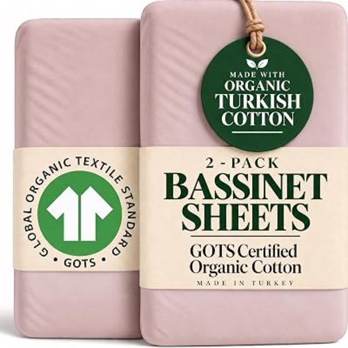 GOTS Organic Bedside Bassinet Sheets 33x20 for Newton, Maxi Cosi Iora, Angel Bliss, Koola Baby Bond, Harppa Cudly 3 in 1– Plush & Cloud Soft Cotton Cover Boy, Girl 33 x 20 Upto 35 x 19