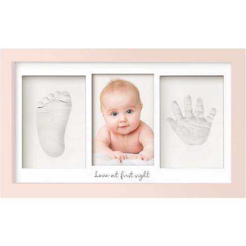 KeaBabies Baby Hand and Footprint Kit - Clay Handprint Keepsake Frame, Newborn Nursery Picture Frame, Personalized New Mom Gifts for Baby First Christmas Shower (Petal Pink)