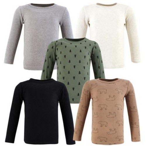 Hudson Baby Infant Boys Thermal Long Sleeve Tees 5pk, Bear Tree, 2T