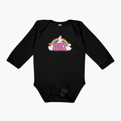 HEAVY METAL! (Funny Unicorn / Rainbow Mosh Parody Design) Baby One-Piece
